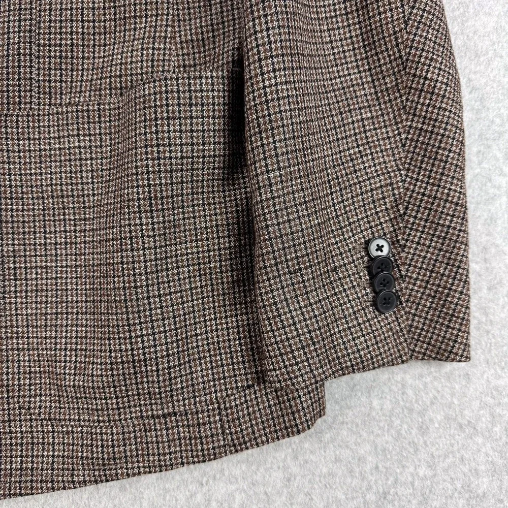 Banana Republic Blazer Mens 44R Brown Check Linen Cotton Tweed Sport Coat Jacket